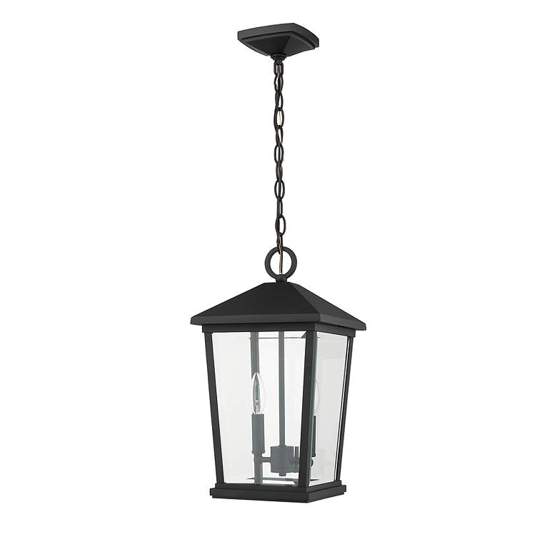 Image 7 2 Light Outdoor Chain Mount Ceiling Fixture in Black finish more views