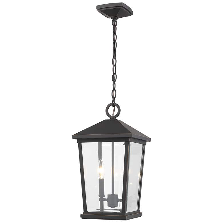 Image 1 2 Light Outdoor Chain Mount Ceiling Fixture in Oil Rubbed Bronze finish