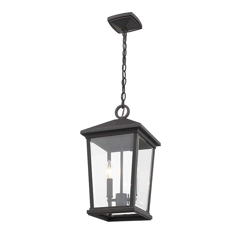 Image 3 2 Light Outdoor Chain Mount Ceiling Fixture in Oil Rubbed Bronze finish more views