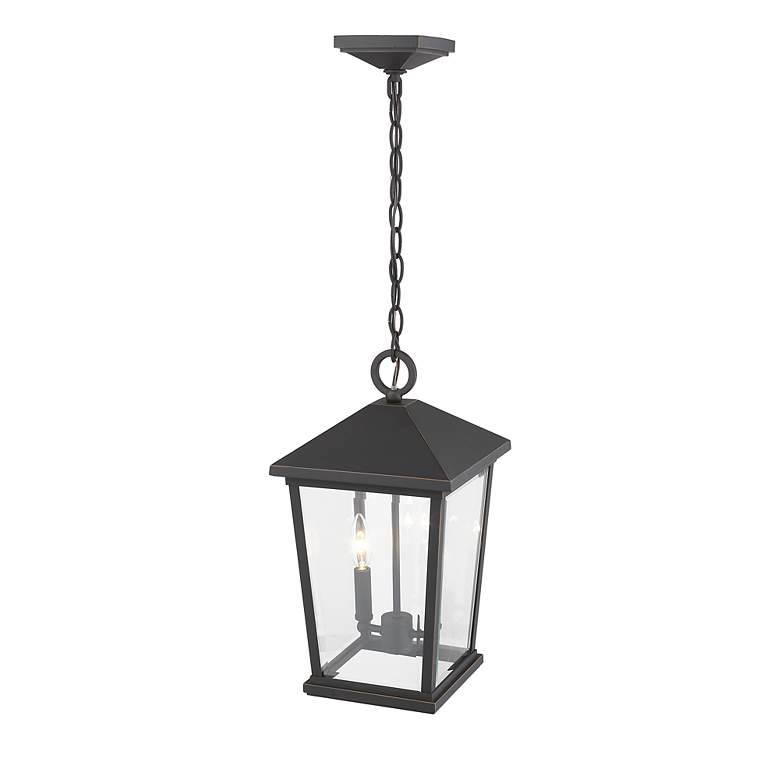 Image 5 2 Light Outdoor Chain Mount Ceiling Fixture in Oil Rubbed Bronze finish more views