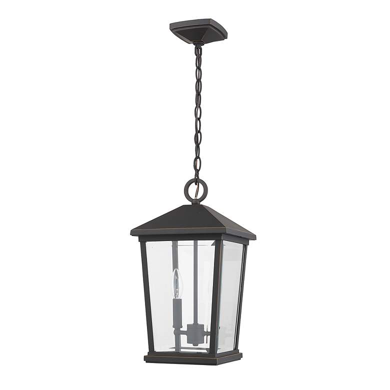 Image 6 2 Light Outdoor Chain Mount Ceiling Fixture in Oil Rubbed Bronze finish more views