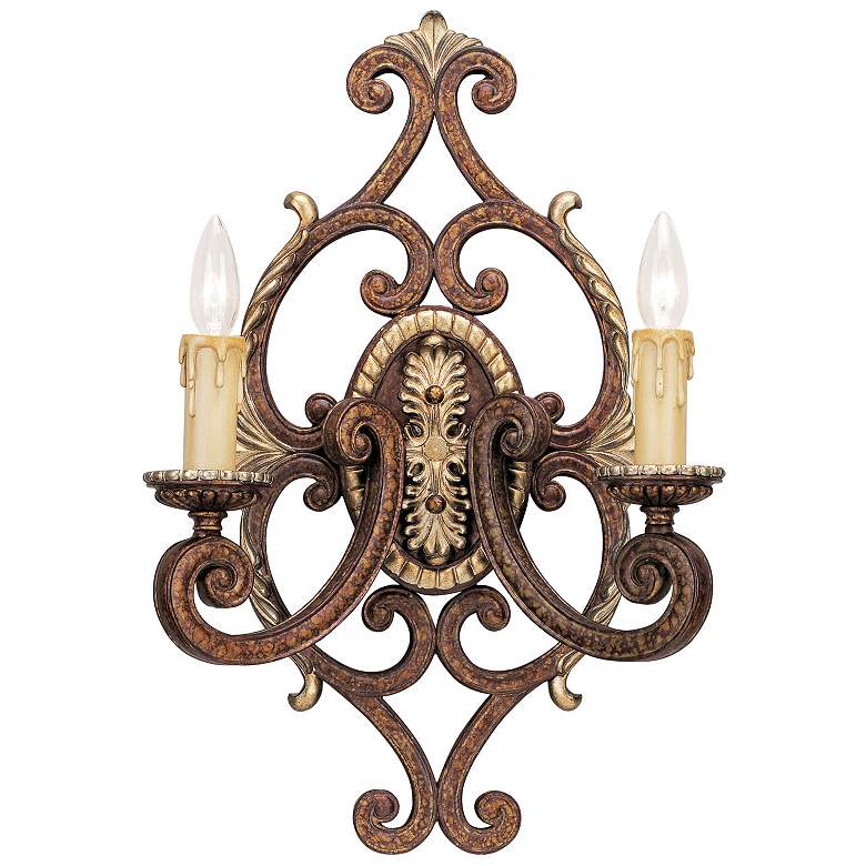 Image 1 2 Light Palacial Bronze with Gilded Accents Wall Sconce