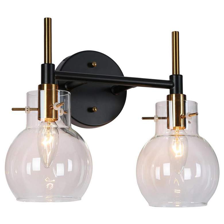 Image 1 2-Light Plating Brass and Black Bathroom Vanity Light