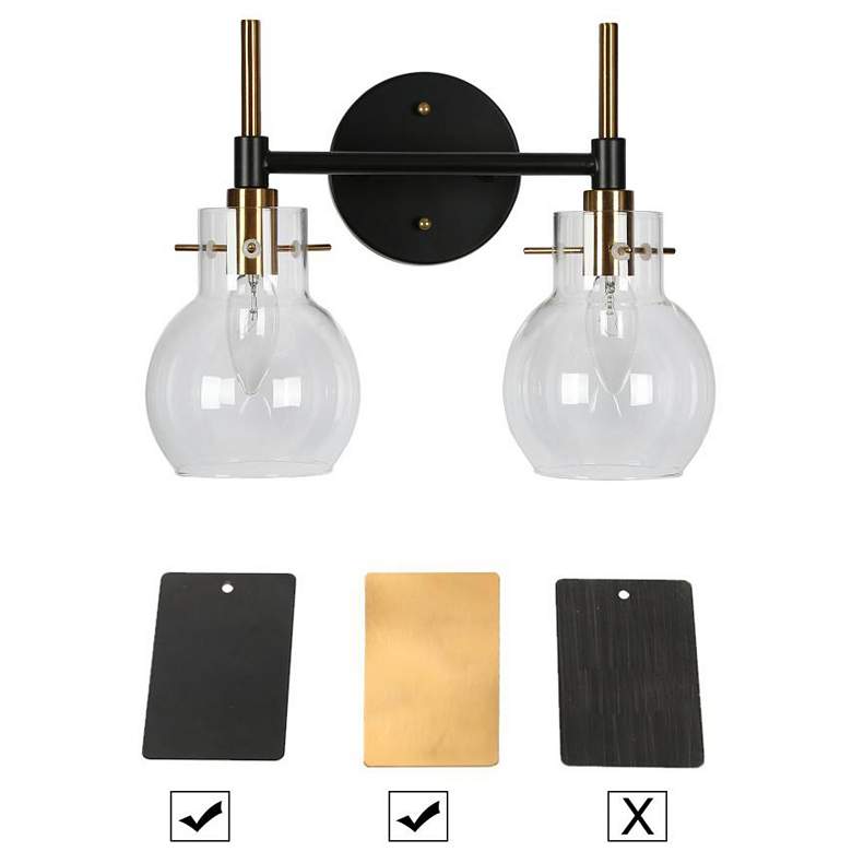 Image 4 2-Light Plating Brass and Black Bathroom Vanity Light more views