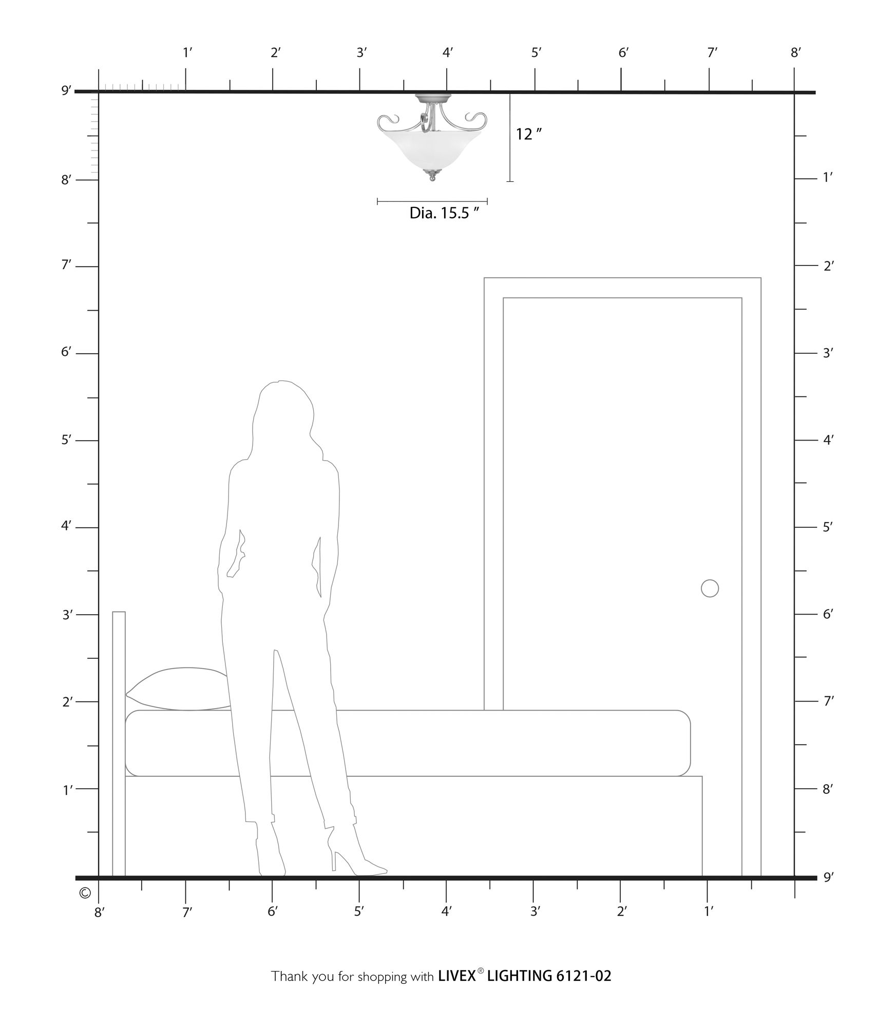 2 Light Polished Brass Ceiling Mount in scene