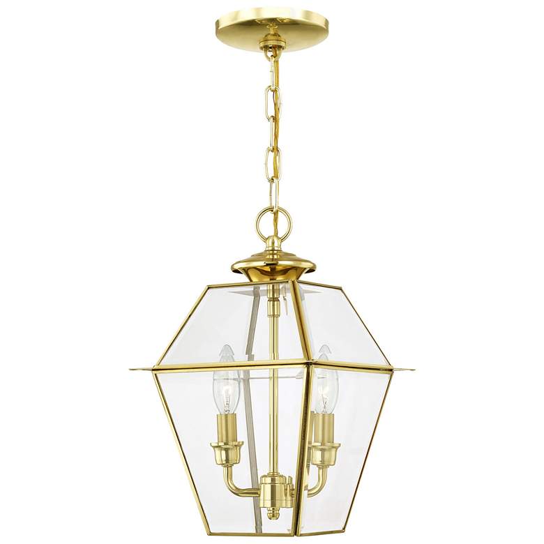 Image 1 2 Light Polished Brass Outdoor Pendant Lantern