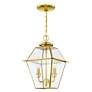 Thumbnail3 of 2 Light Polished Brass Outdoor Pendant Lantern more views