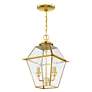 Thumbnail4 of 2 Light Polished Brass Outdoor Pendant Lantern more views