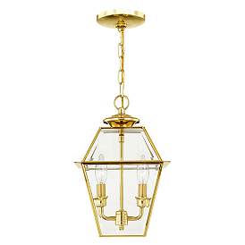 Image5 of 2 Light Polished Brass Outdoor Pendant Lantern more views
