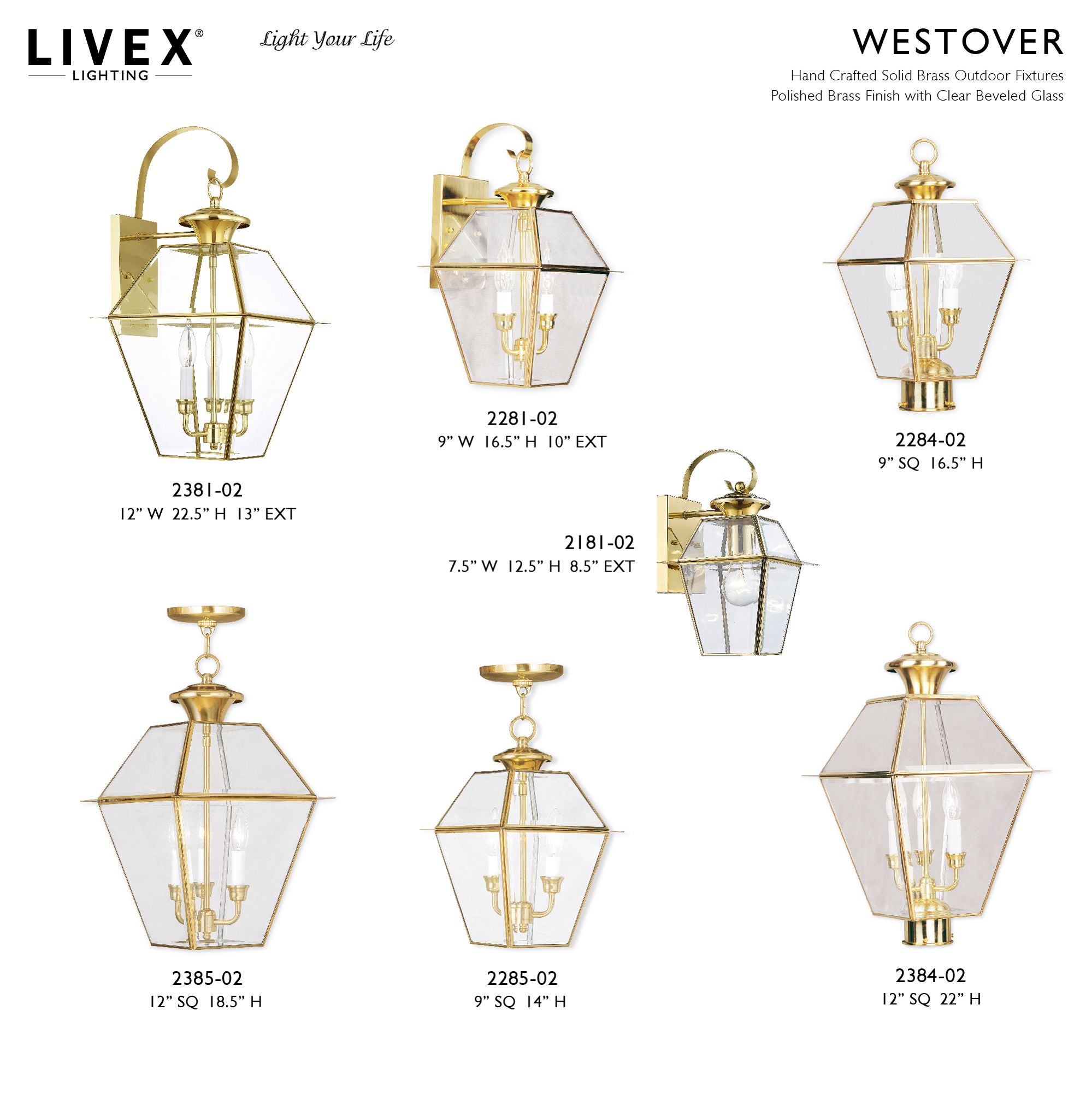 2 Light Polished Brass Outdoor Pendant Lantern