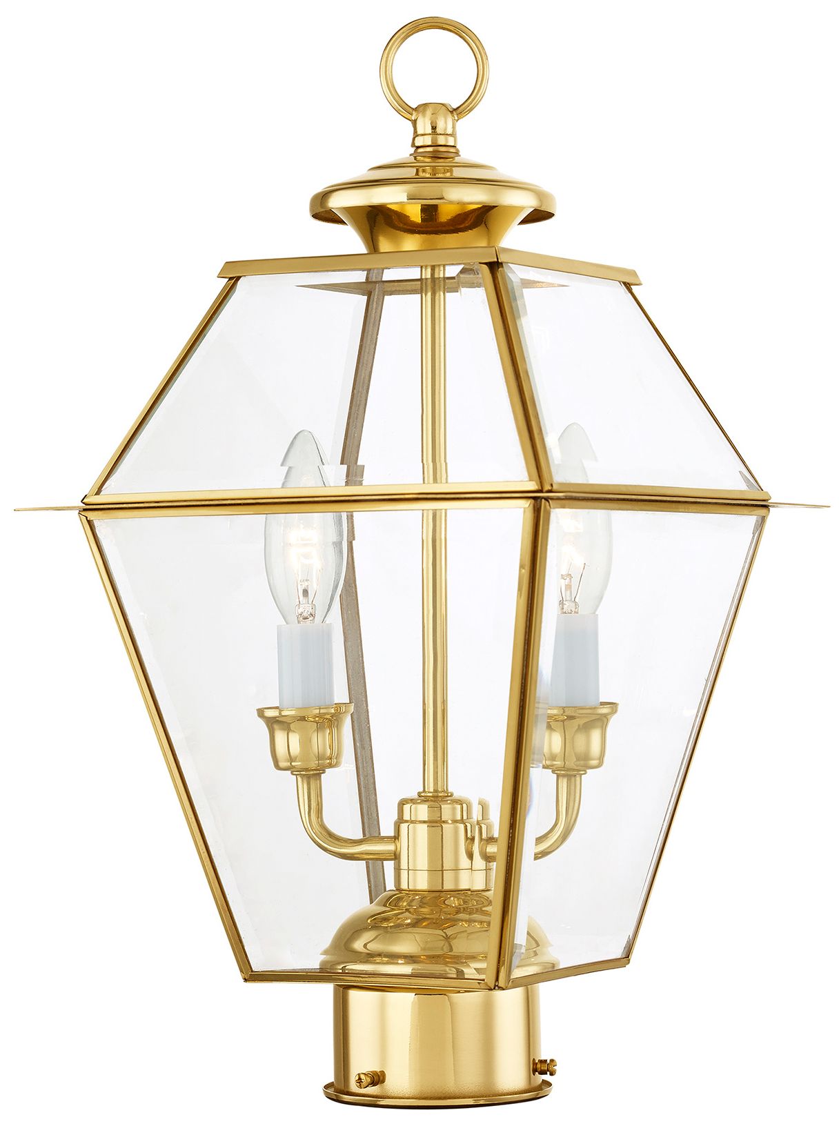 2 Light Polished Brass Outdoor Post Top Lantern 667N3 Lamps Plus