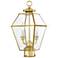 2 Light Polished Brass Outdoor Post Top Lantern