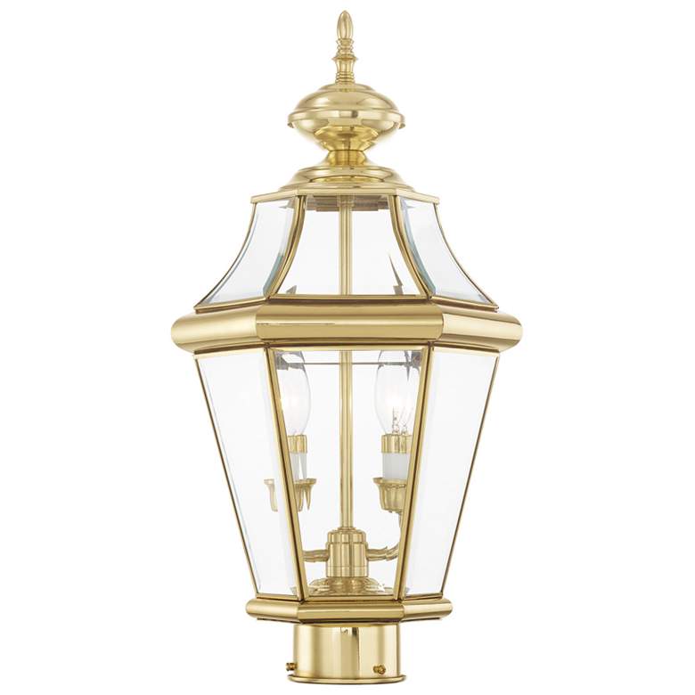 Image 1 2 Light Polished Brass Outdoor Post Top Lantern
