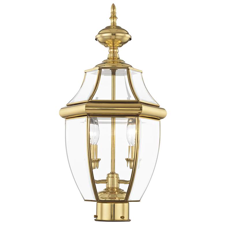 Image 1 2 Light Polished Brass Outdoor Post Top Lantern