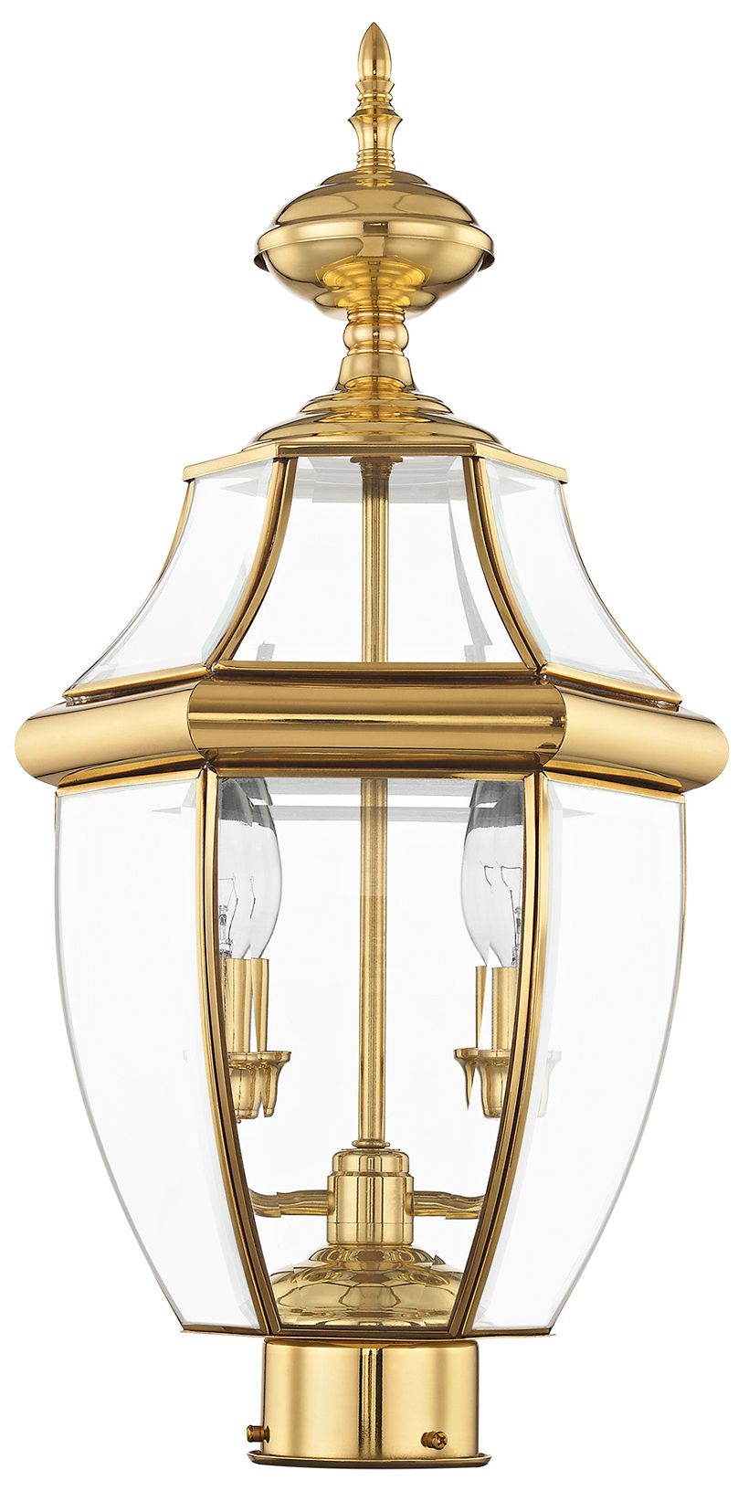 Image 4 2 Light Polished Brass Outdoor Post Top Lantern more views