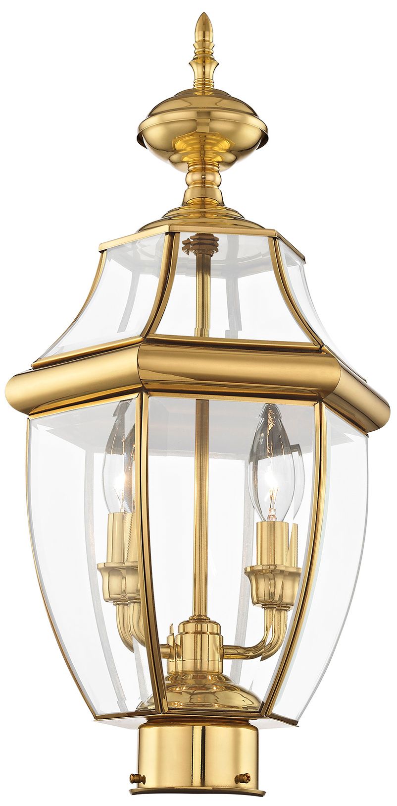 Image 5 2 Light Polished Brass Outdoor Post Top Lantern more views