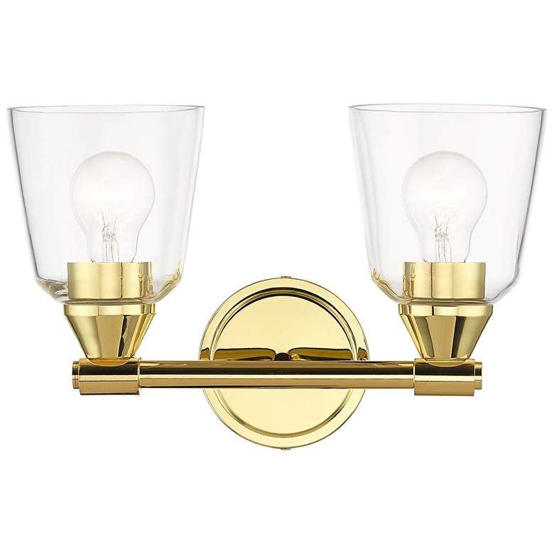 Image 2 2 Light Polished Brass Vanity Sconce