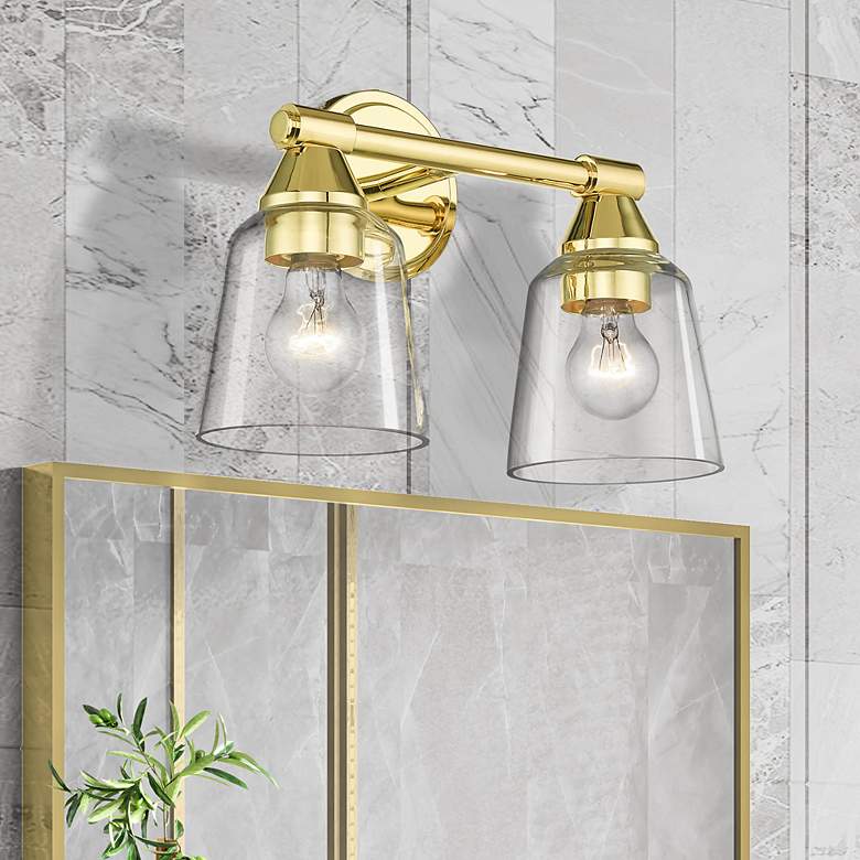 Image 1 2 Light Polished Brass Vanity Sconce