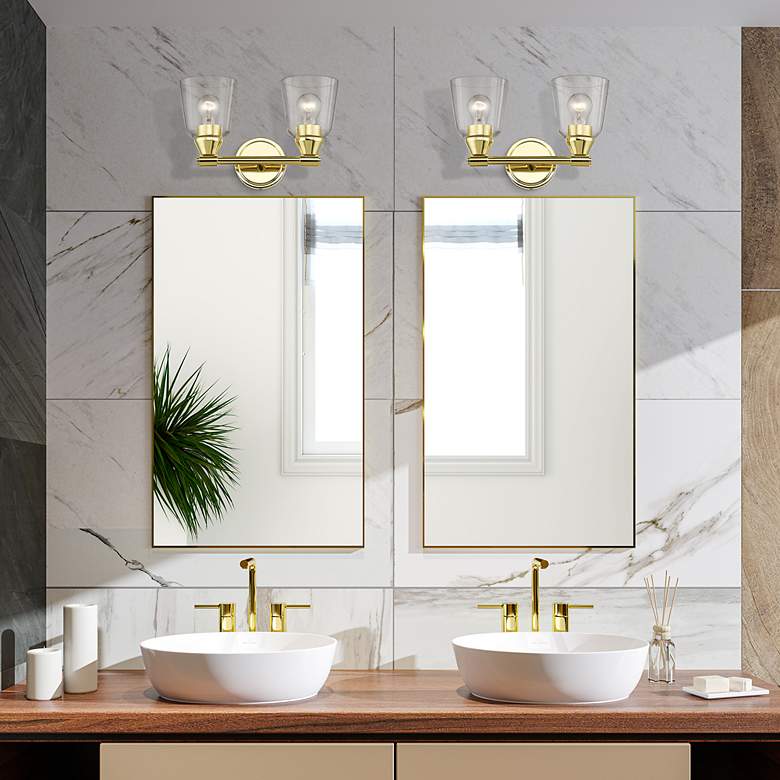 Image 3 2 Light Polished Brass Vanity Sconce more views