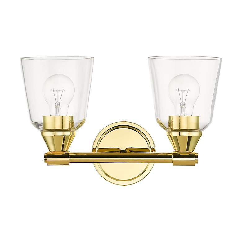 Image 4 2 Light Polished Brass Vanity Sconce more views