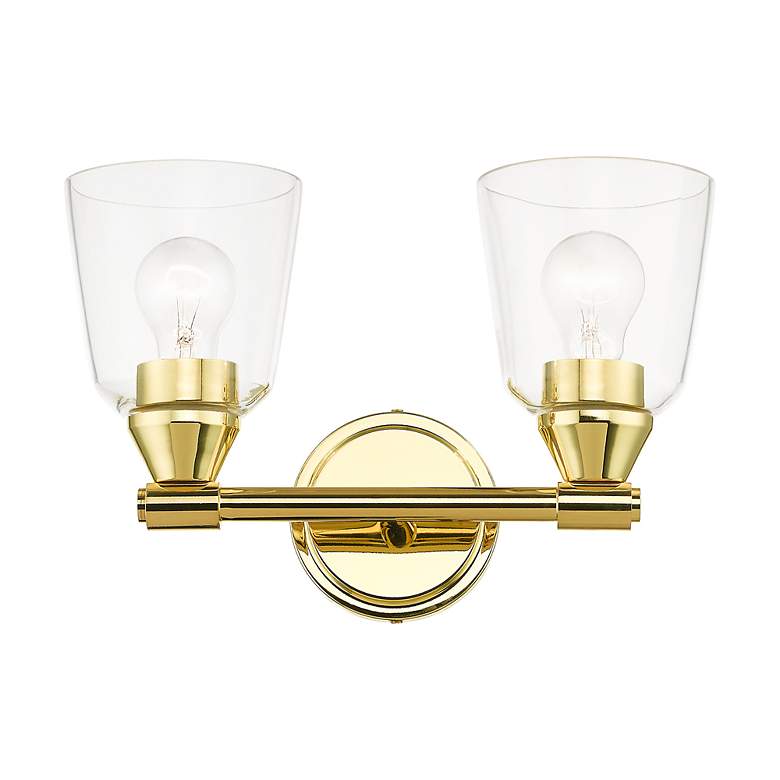 Image 5 2 Light Polished Brass Vanity Sconce more views