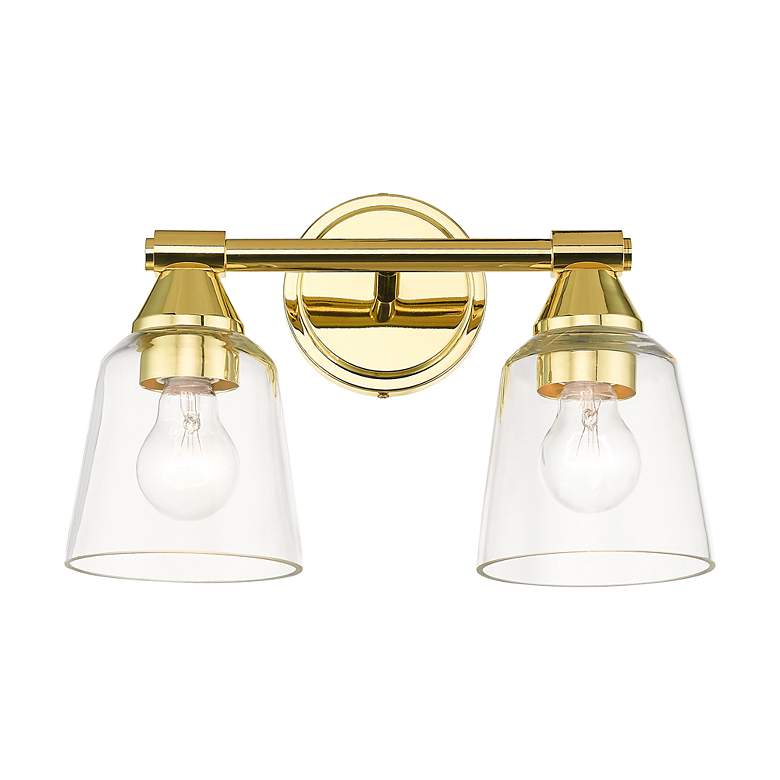 Image 6 2 Light Polished Brass Vanity Sconce more views