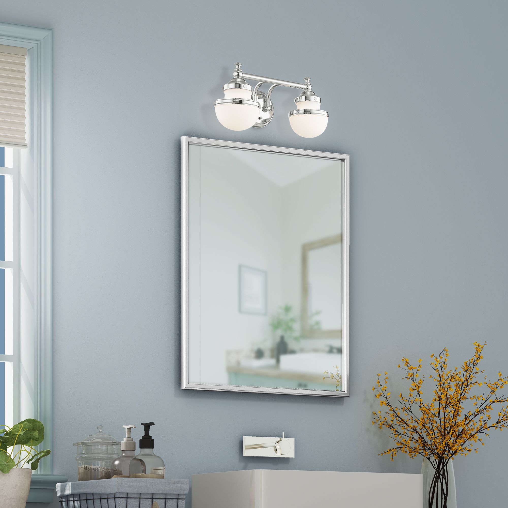 2 Light Polished Chrome Bath Light