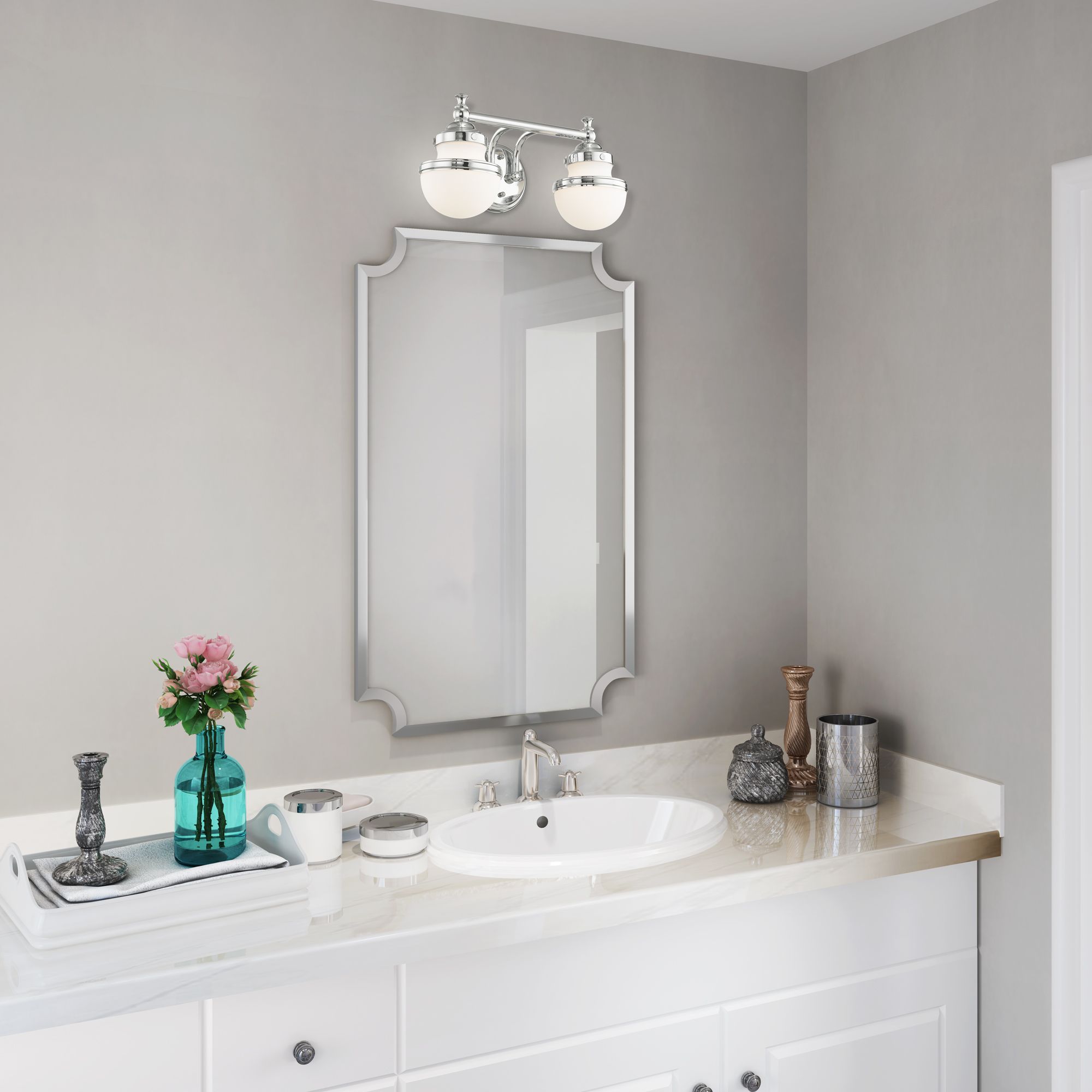 2 Light Polished Chrome Bath Light