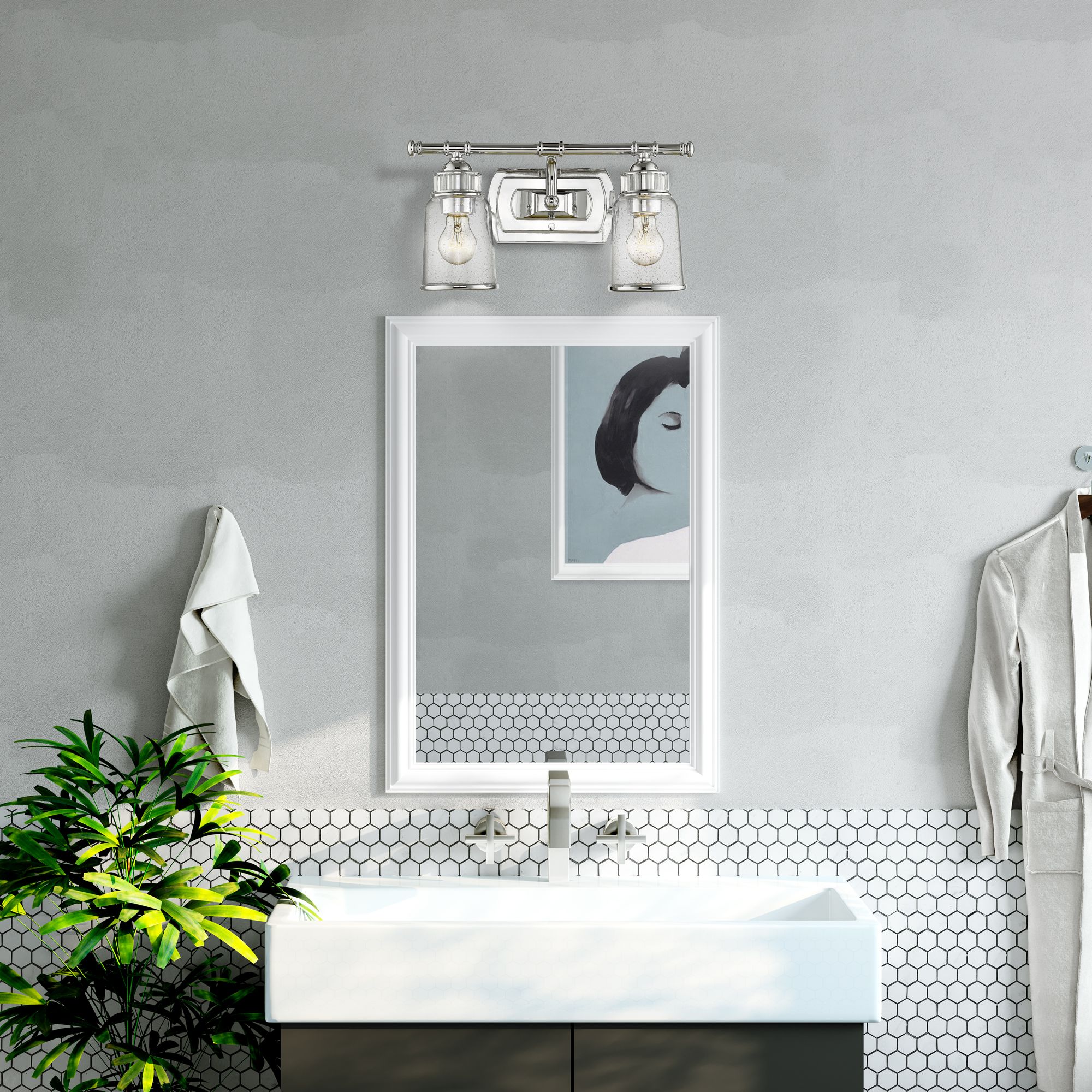 2 Light Polished Chrome Bath Vanity in scene