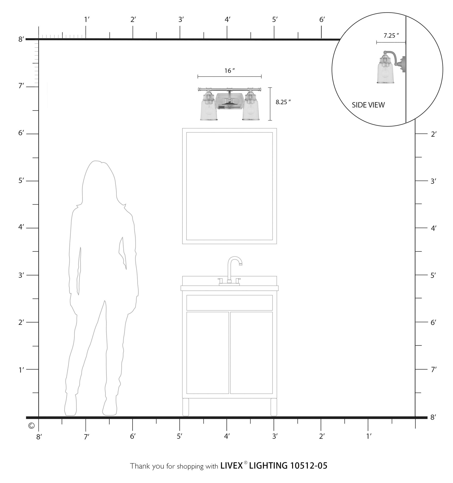 2 Light Polished Chrome Bath Vanity in scene