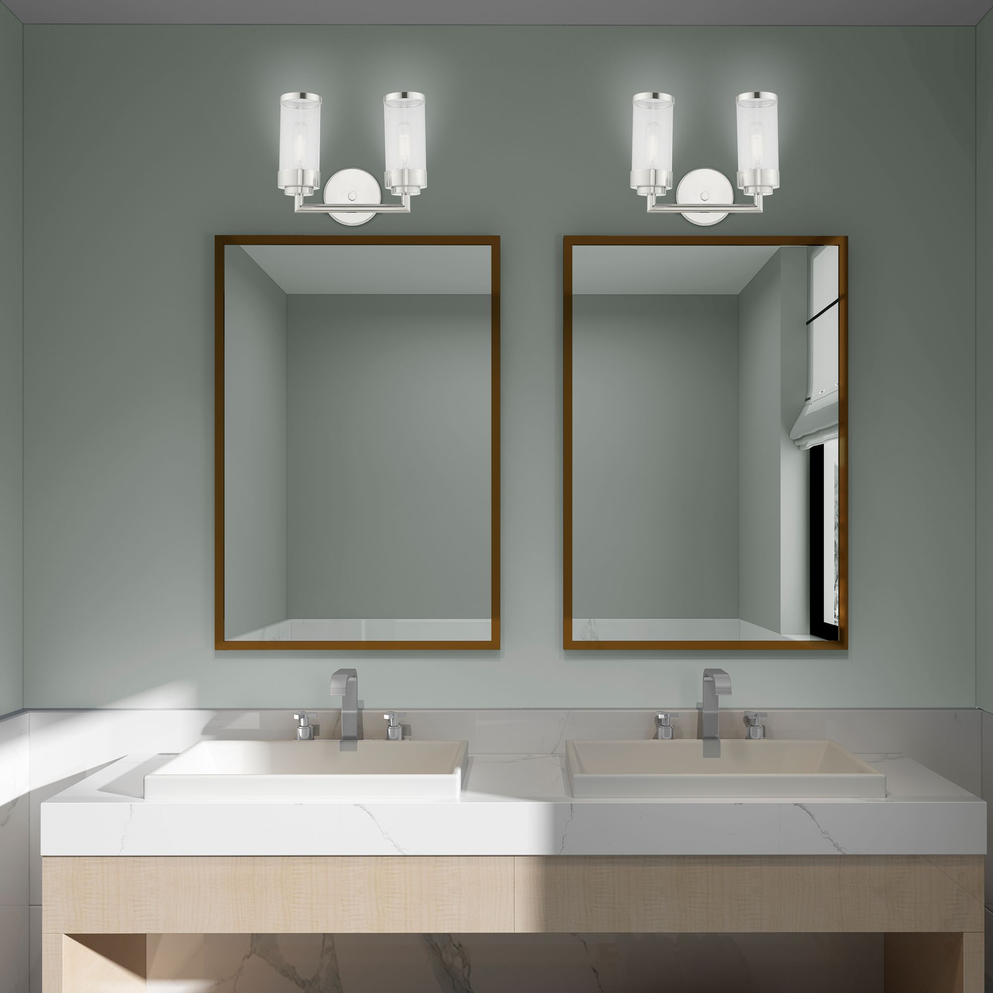 2 Light Polished Chrome Bath Vanity