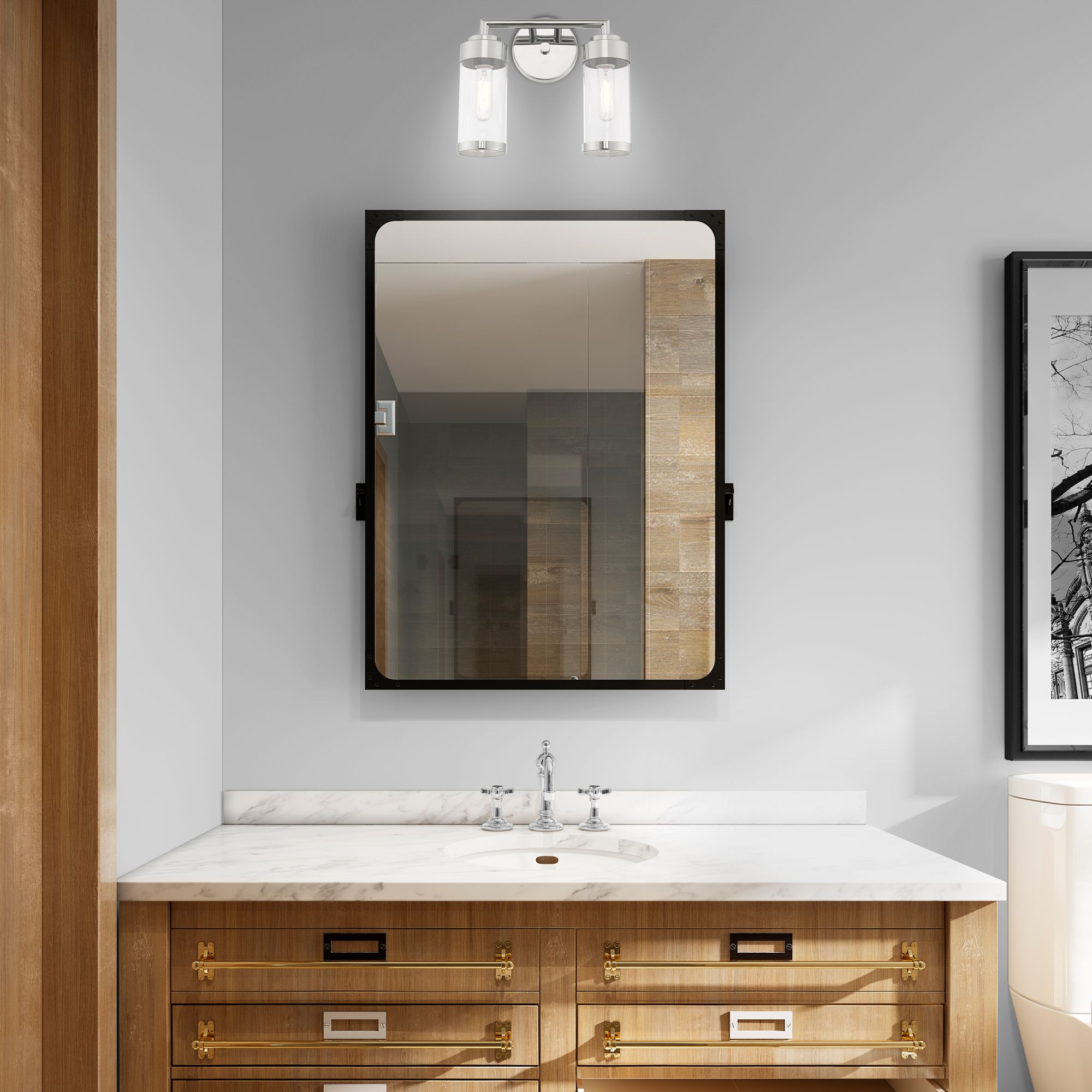 2 Light Polished Chrome Bath Vanity