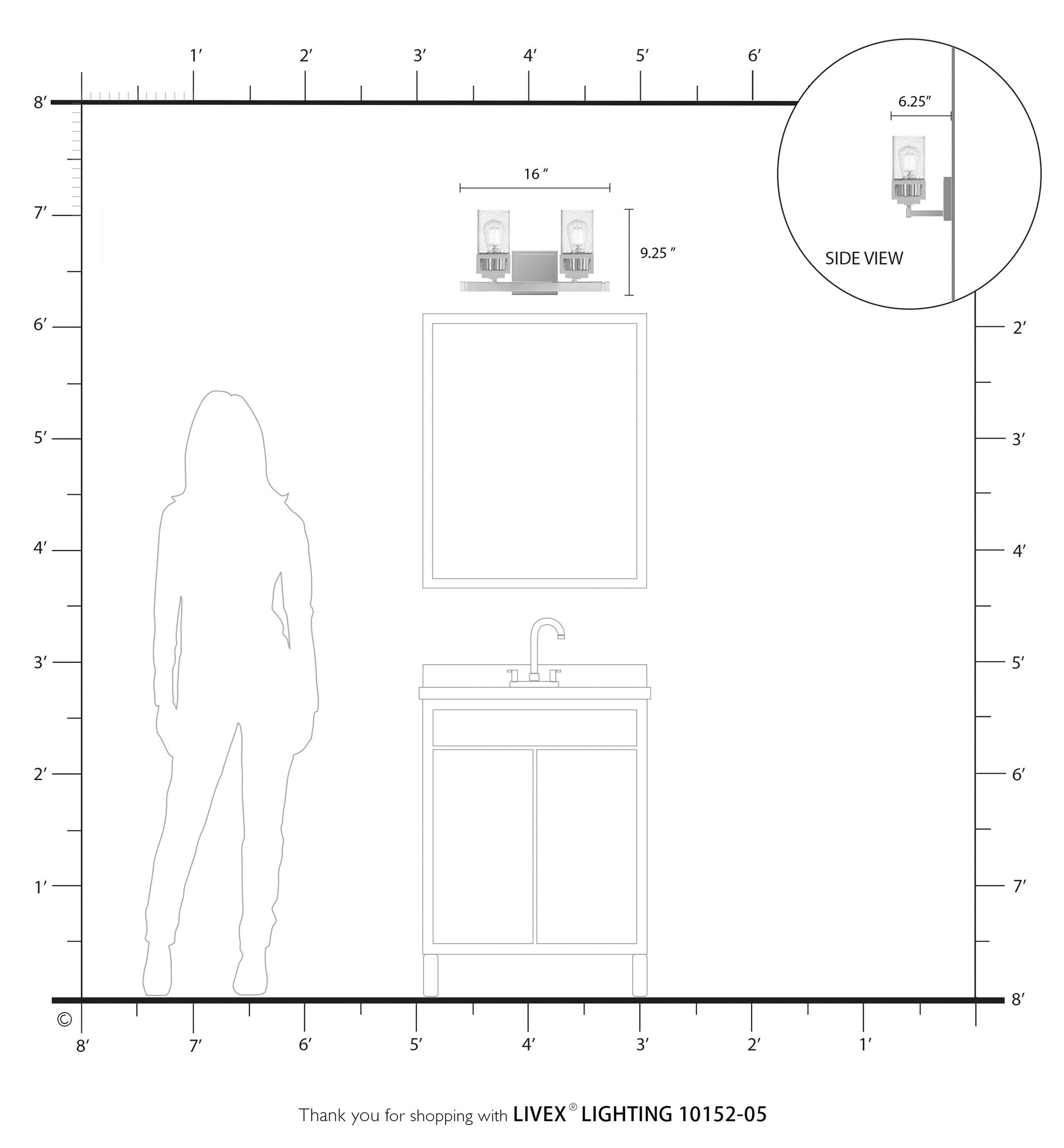2 Light Polished Chrome Bath Vanity