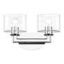 3_2 Light Polished Chrome Vanity Sconce with Mouth Blown Clear Glass more views