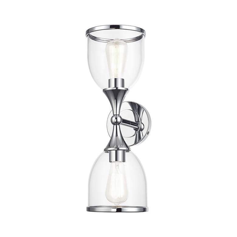 Image 6 2 Light Polished Chrome Vanity Sconce with Mouth Blown Clear Glass more views