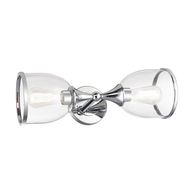 Image 7 2 Light Polished Chrome Vanity Sconce with Mouth Blown Clear Glass more views