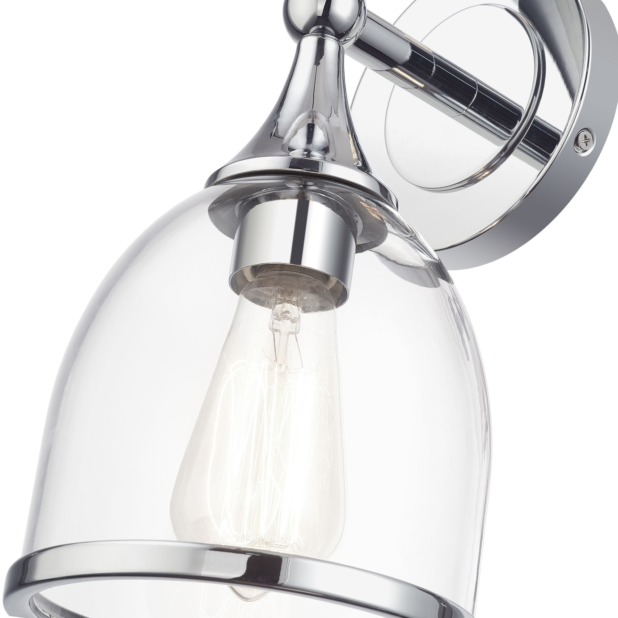 2 Light Polished Chrome Vanity Sconce with Mouth Blown Clear Glass