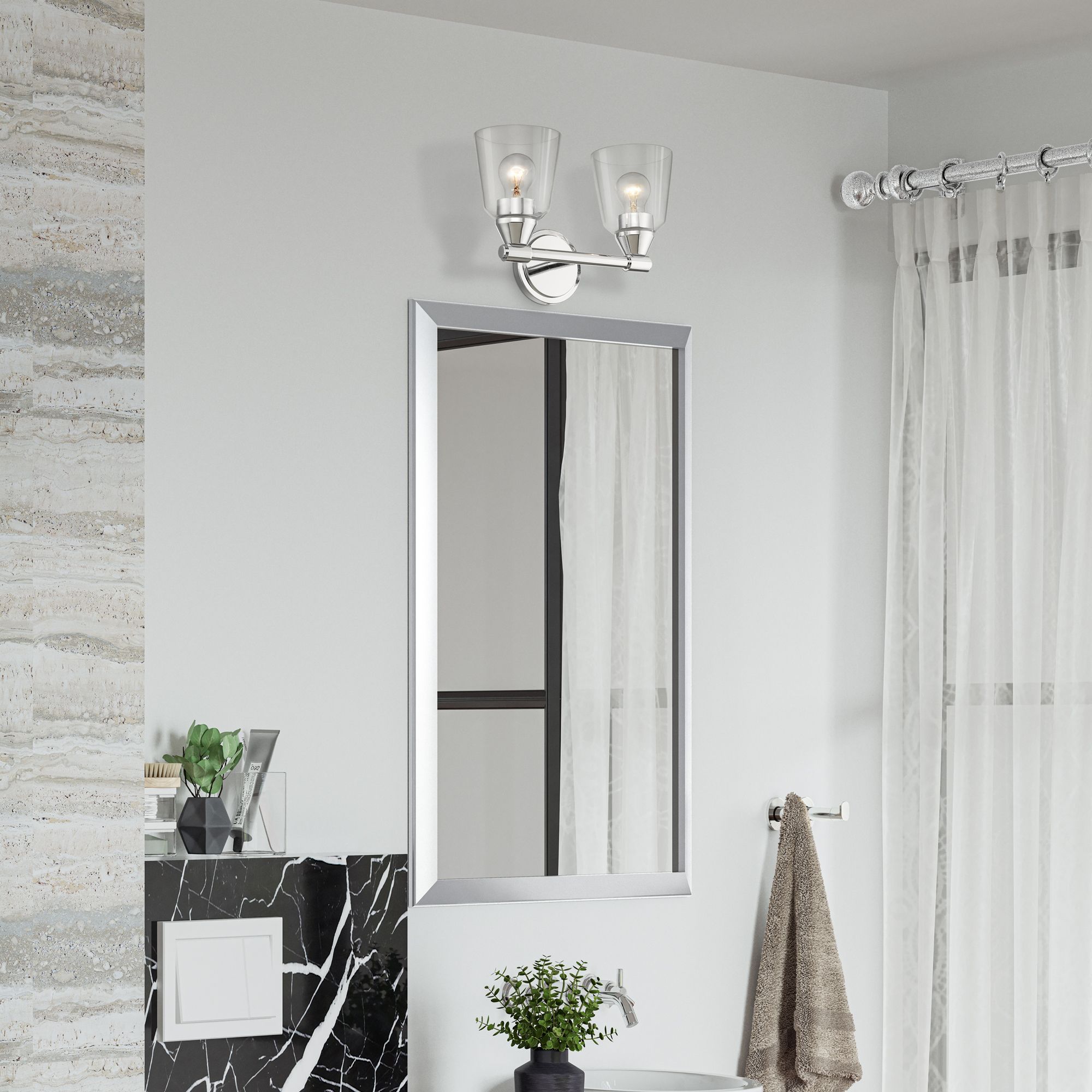 2 Light Polished Chrome Vanity Sconce