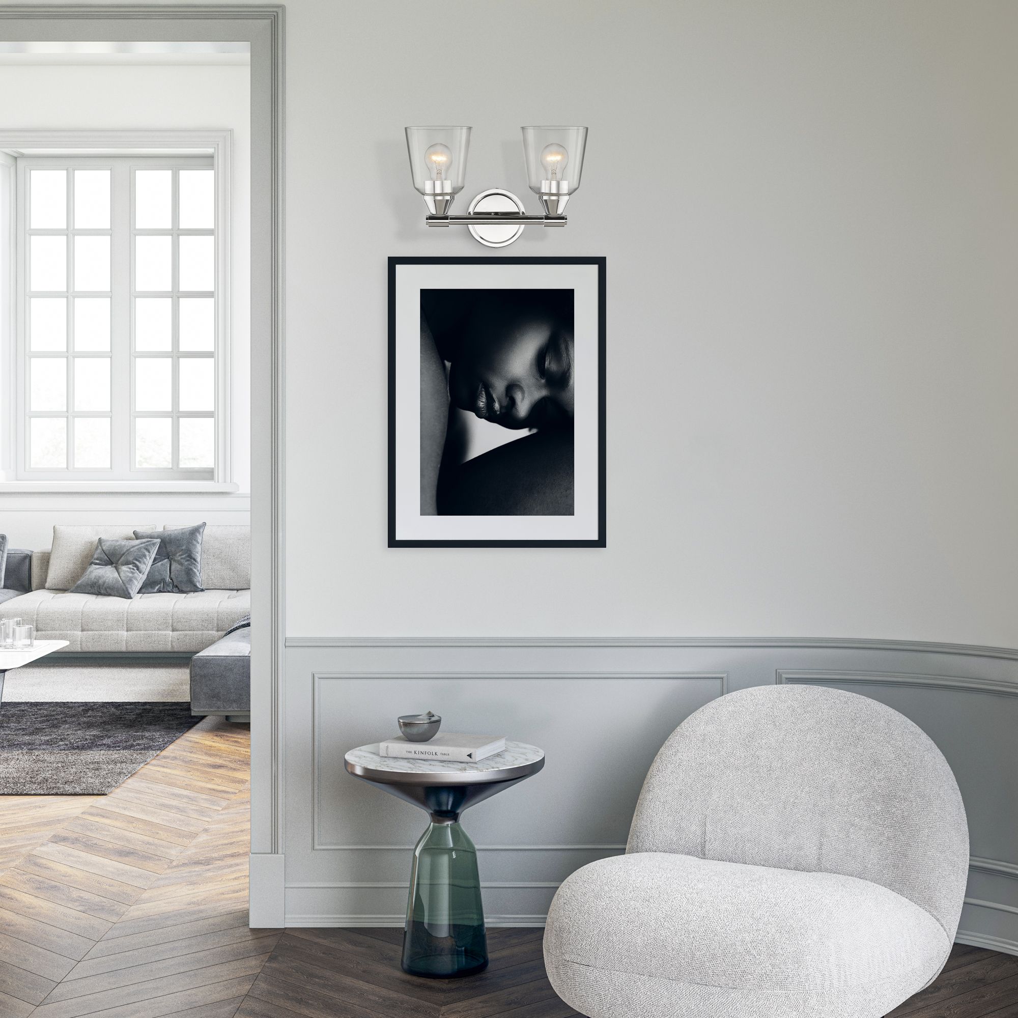 2 Light Polished Chrome Vanity Sconce