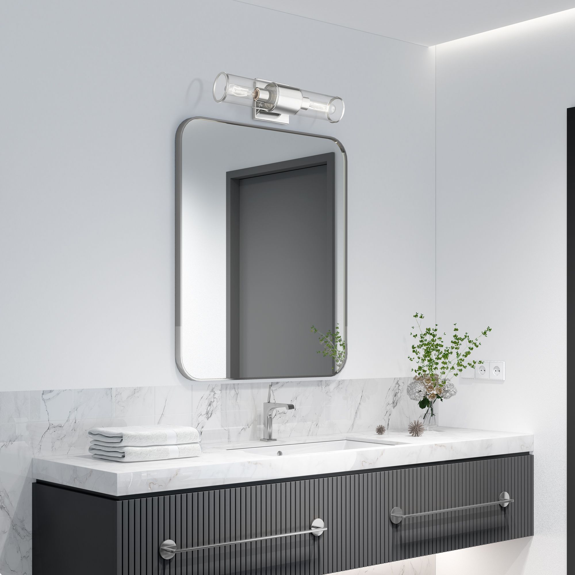 2 Light Polished Chrome Vanity Sconce