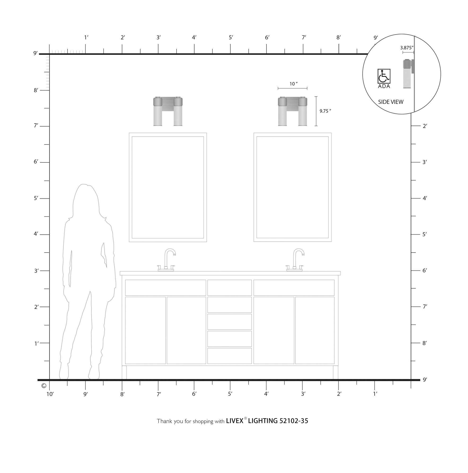 2 Light Polished Nickel ADA Sconce