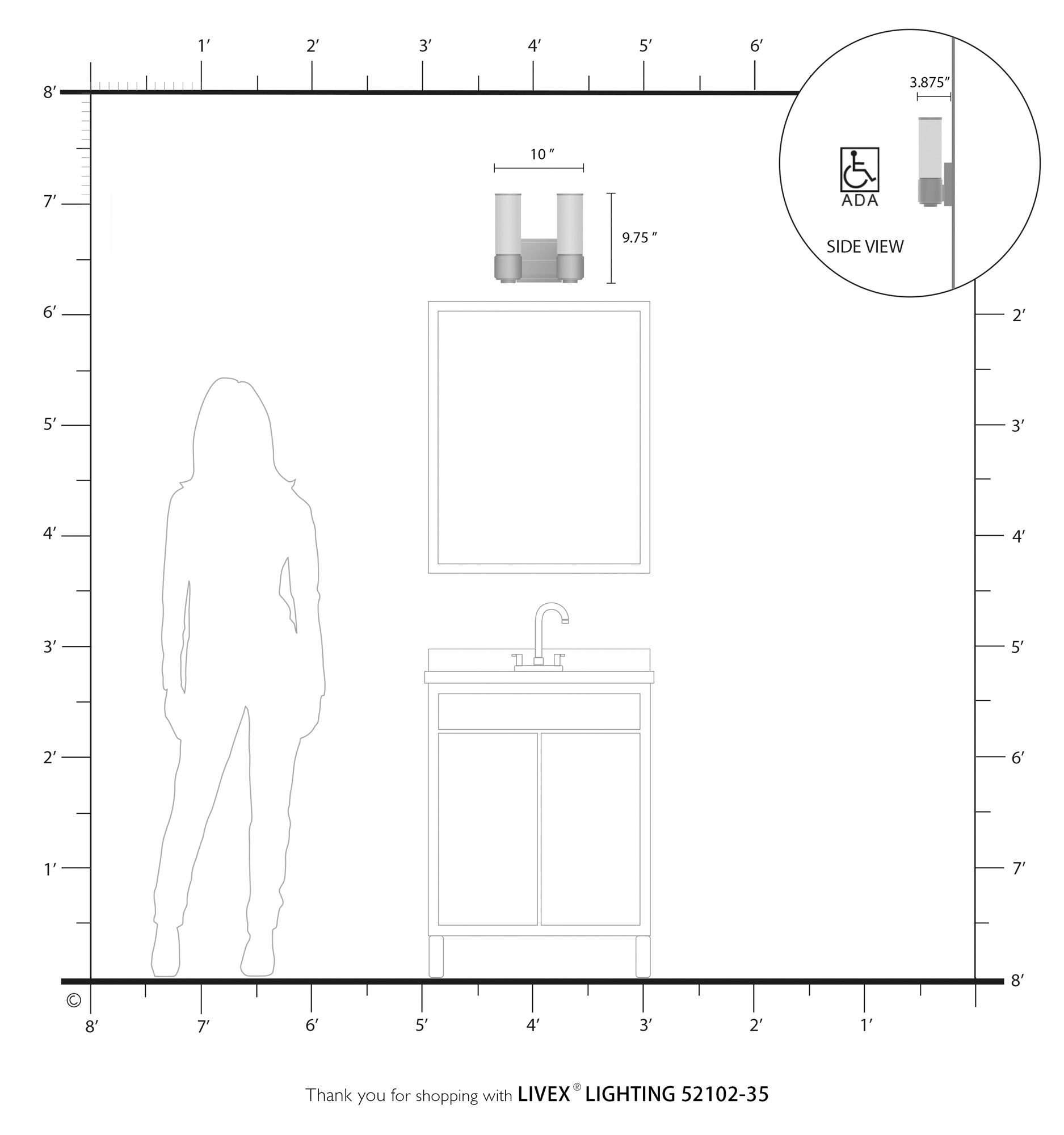 2 Light Polished Nickel ADA Sconce