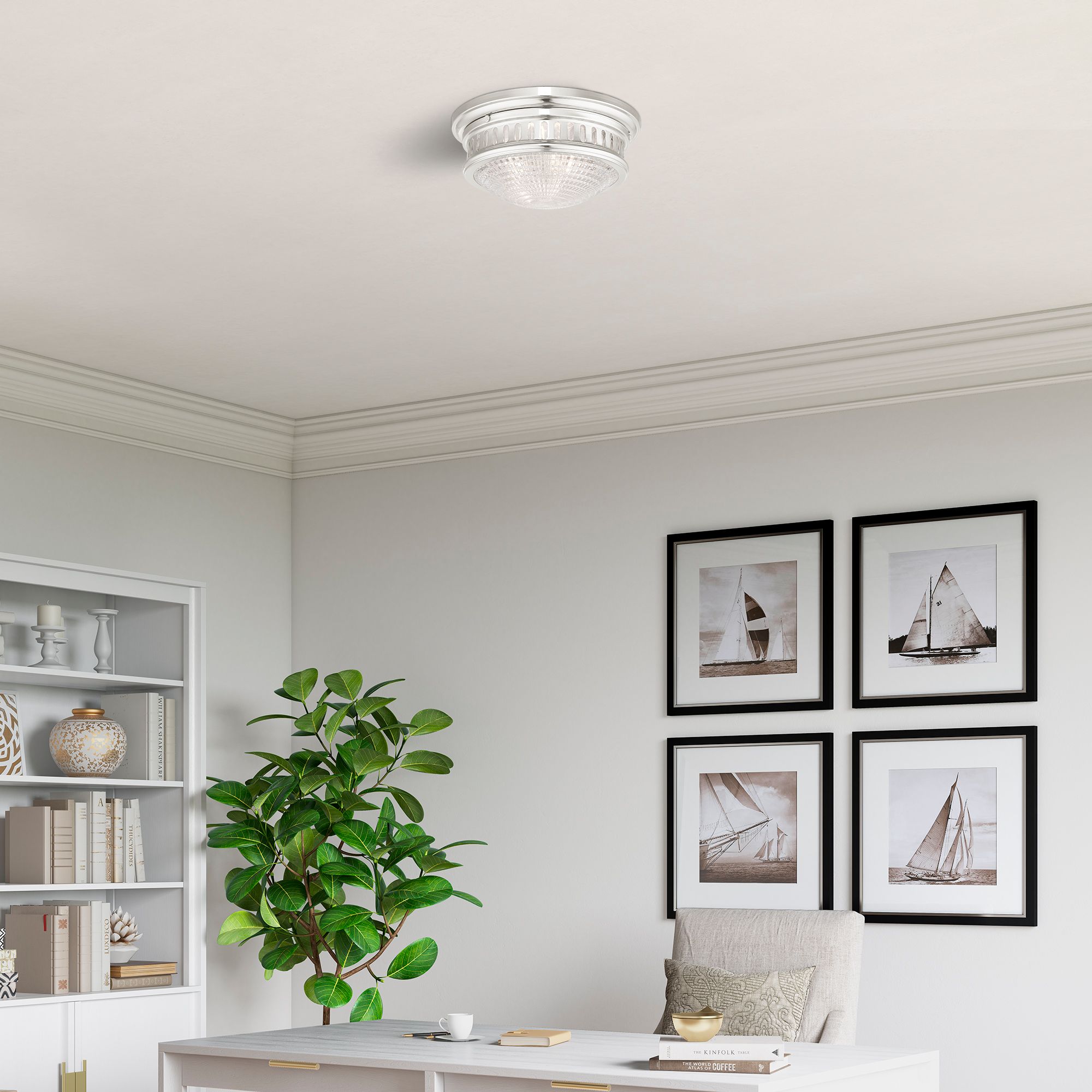 2 Light Polished Nickel Ceiling Mount