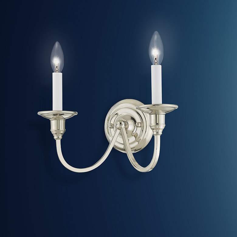Image 1 2 Light Polished Nickel Wall Sconce