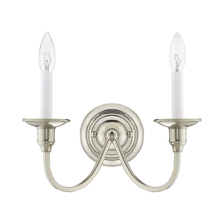 Image 3 2 Light Polished Nickel Wall Sconce more views