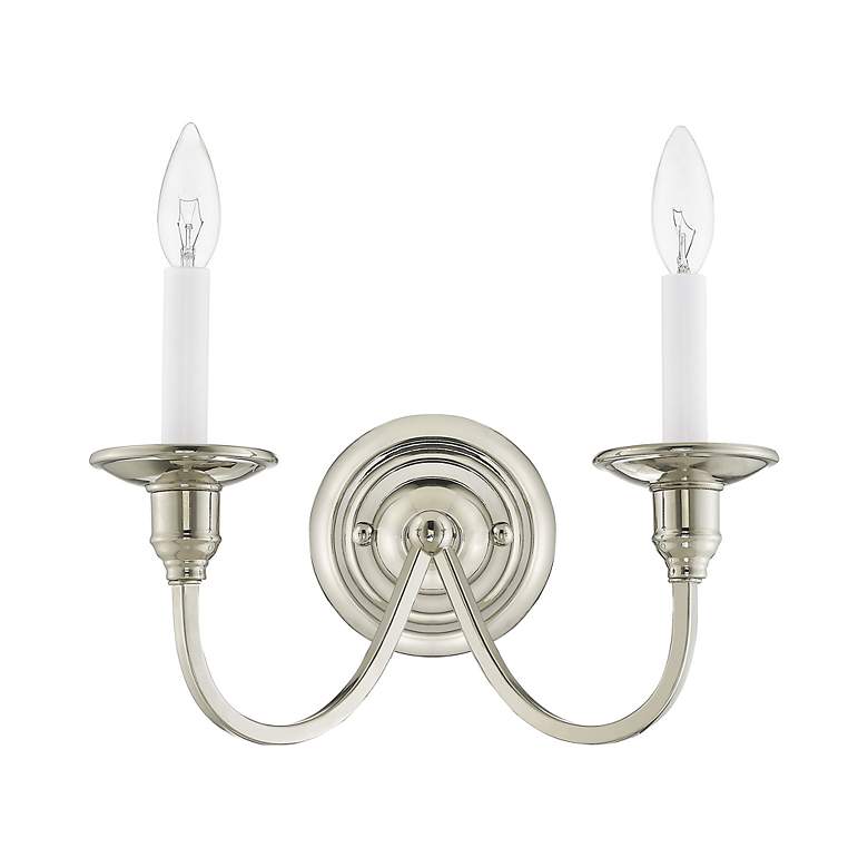 Image 4 2 Light Polished Nickel Wall Sconce more views