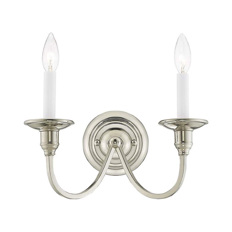 Image 5 2 Light Polished Nickel Wall Sconce more views