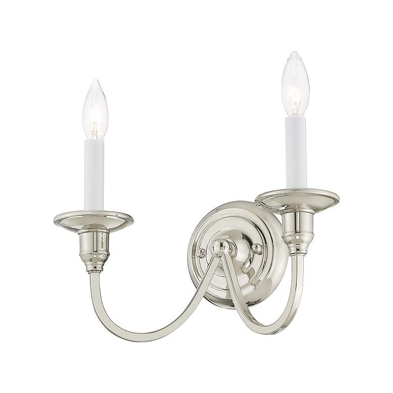 Image 7 2 Light Polished Nickel Wall Sconce more views