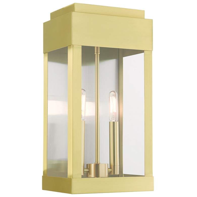 Image 1 2 Light Satin Brass Outdoor Wall Lantern