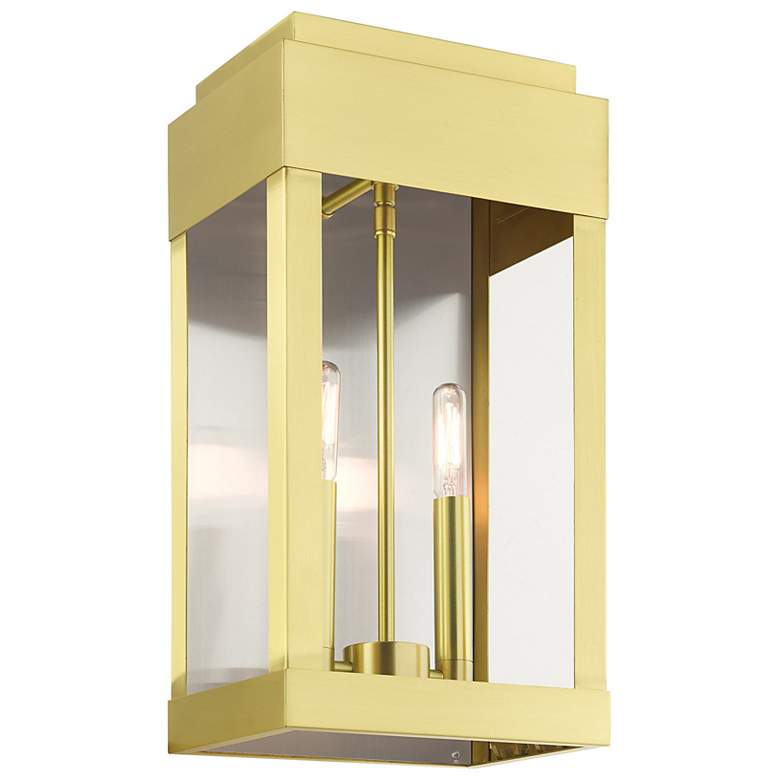 Image 6 2 Light Satin Brass Outdoor Wall Lantern more views